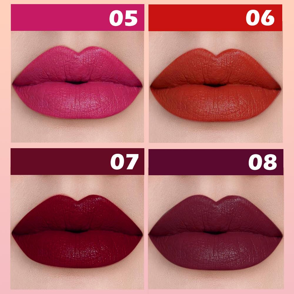 QIDSTERS 4Pcs Matte Lipstick Crayon Set for Women, Neutral Lip Stick Pencil 24 Hour Long Lasting Waterproof, Non-Drying Hydrating Formula Lip Gloss Makeup, Vegan & Cruelty-Free, 02