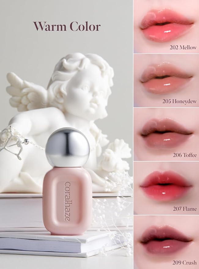 Dew Drop Tint #201 Fairy 4.5g, Glossy, Lightweight Lip Stain, Glass-Like, High Shine, Moisturizing Lip Oil, Long Lasting Color, Hydrating Gloss, Dewy Finish, Korean Beauty Makeup
