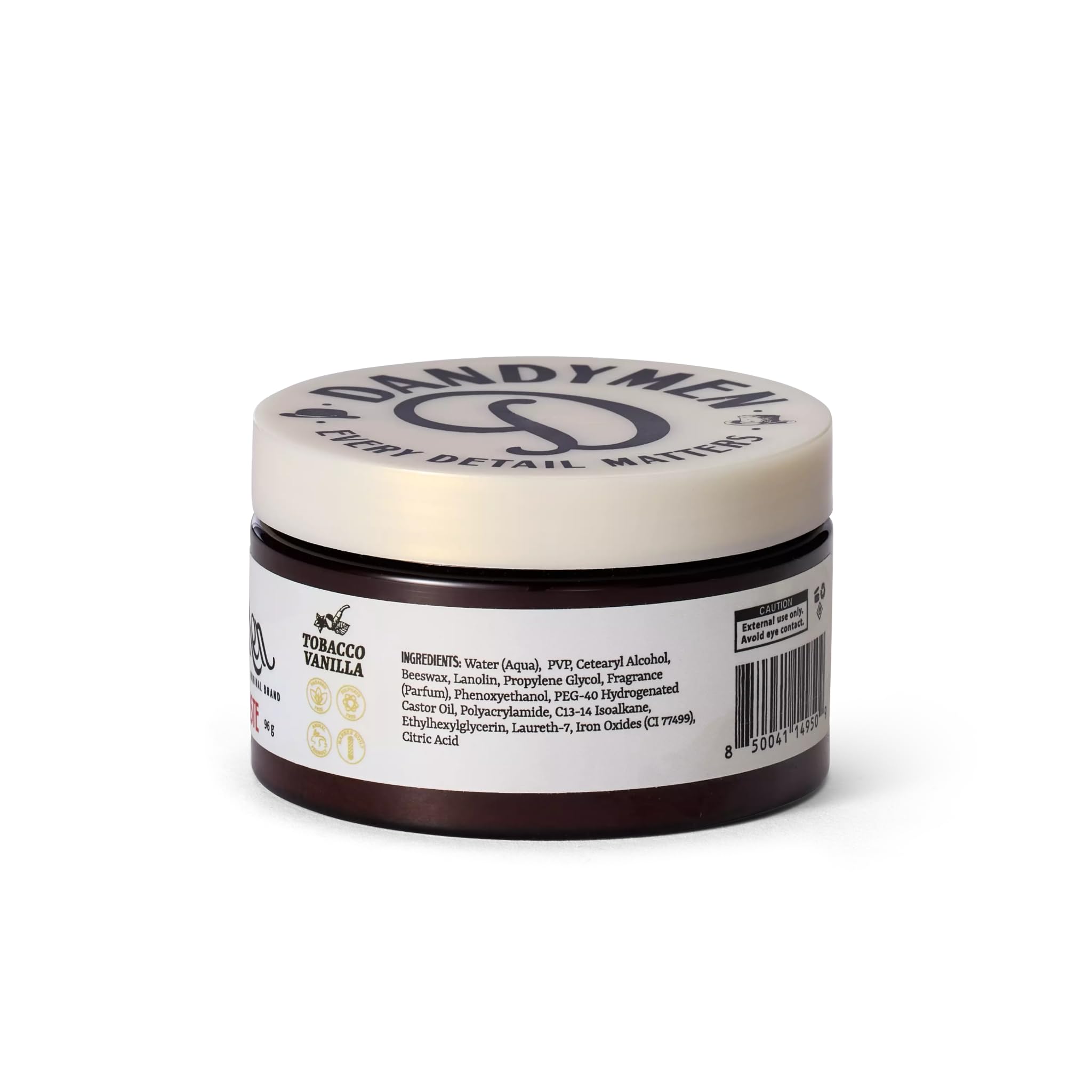 DandyMen Hair Styling Paste for Men | Medium Hold | Flexible Control & Natural Shine | Beeswax with Pro-Vitamin B5 | Tobacco Vanilla Scent | 3.4 oz, 1-Pack