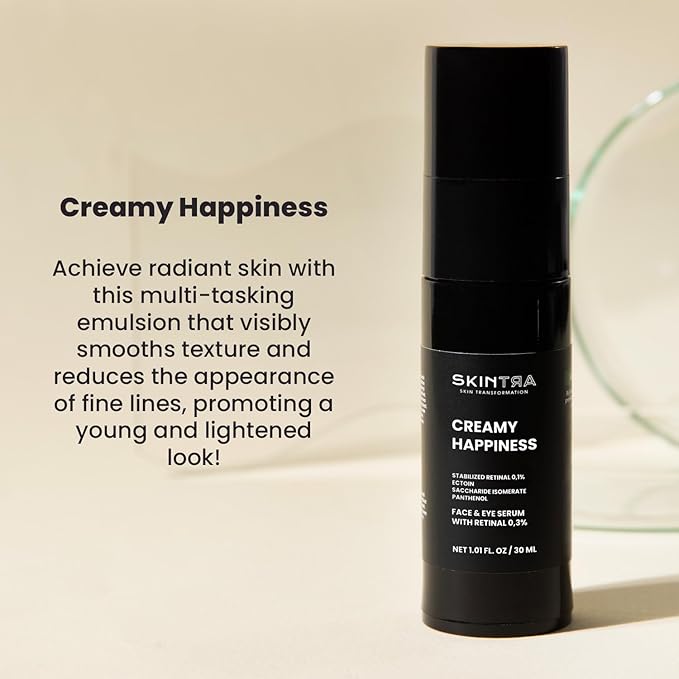 SkinTra Creamy Happiness - Advanced Retinal Emulsion 0.1% Encapsulated for Stability - Smoothes & Firms – Deep Hydration – 30 ml/Net 1.01 Fl. Oz