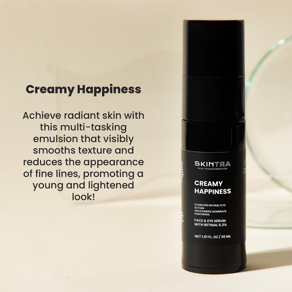 SkinTra Creamy Happiness - Advanced Retinal Emulsion 0.1% Encapsulated for Stability - Smoothes & Firms – Deep Hydration – 30 ml/Net 1.01 Fl. Oz