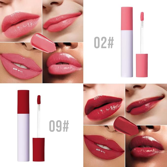 Hxssll Nourishing High-Shine Lip Gloss Set,Hydrating & Moisturizing Lip Tint, Non-Sticky, Long-Lasting Glossy Lip Stain,Softens & Plumps Lips for Smooth,Gentle Formula for Dry Lips,02+09