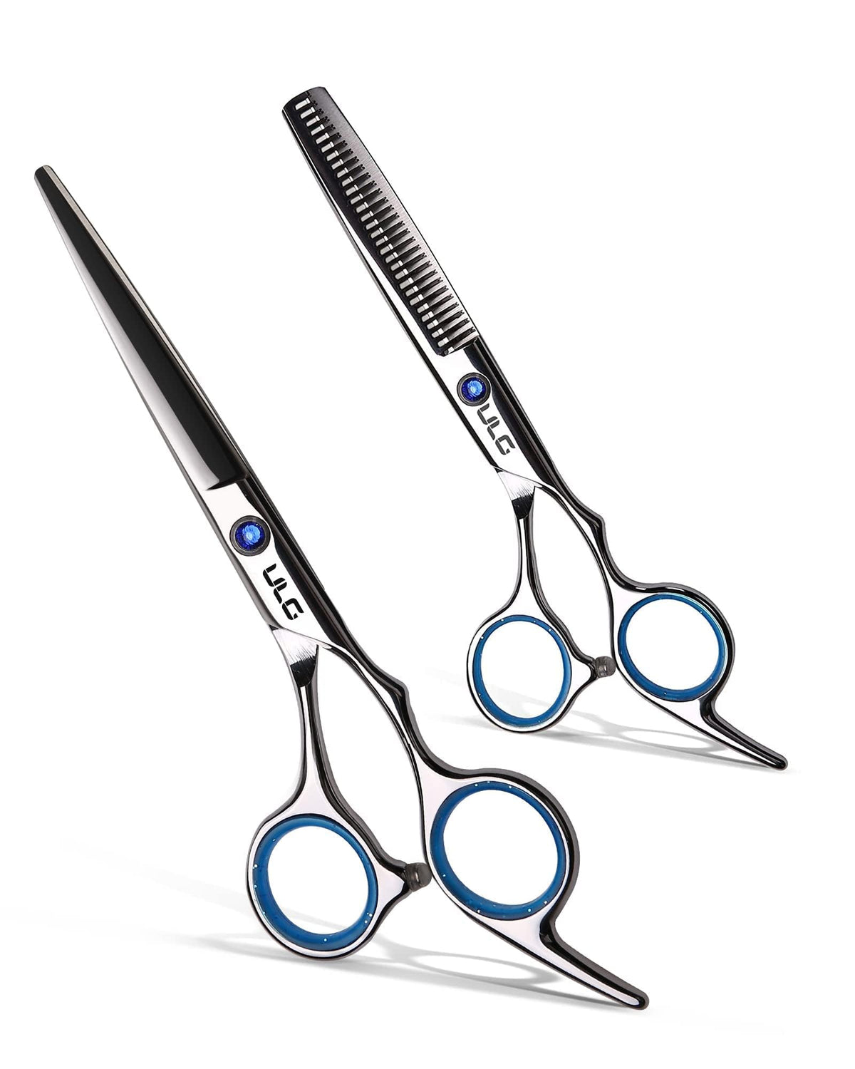 ULG Left Handed Hair Cutting Scissors Thinning Shears Kit Professional Barber Hairdressing Texturizing Salon Razor Edge Scissor Stainless Steel 6.5 inch