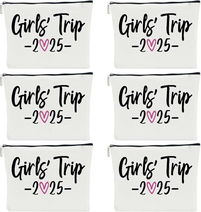 6 PCS Girls Trip Gifts Favors 2026 Girls Weekend Gifts for Women Bestie Gifts Friend Gifts Girls Trip Favors for Best Friend Sister Lady Friendship Holiday Vacation Makeup Bag Weekend Bags for Women