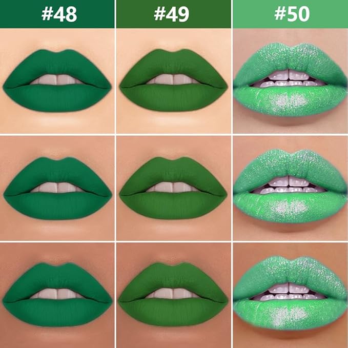 IATMOMOD 3Pcs 2 in 1 Green Matte Shimmer Lip Liner and Liquid Lipstick Stain Makeup Set for women, Long Lasting Smudge Proof Lip Tint Matte Finish Lip Gloss for All-Day Color Hold Easy to Use, Set25
