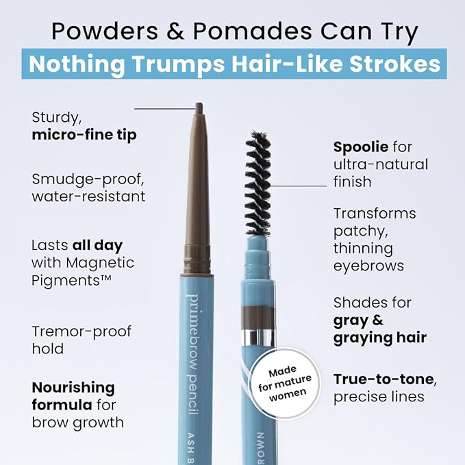 Prime Prometics PrimeBrow Pencil for Mature Women – Ultra-Precise Tip for Natural, Hair-Like Strokes – Smudge-Proof & Long-Lasting Wear – Great for Thinning, Sparse, or Graying Brows (Blonde)