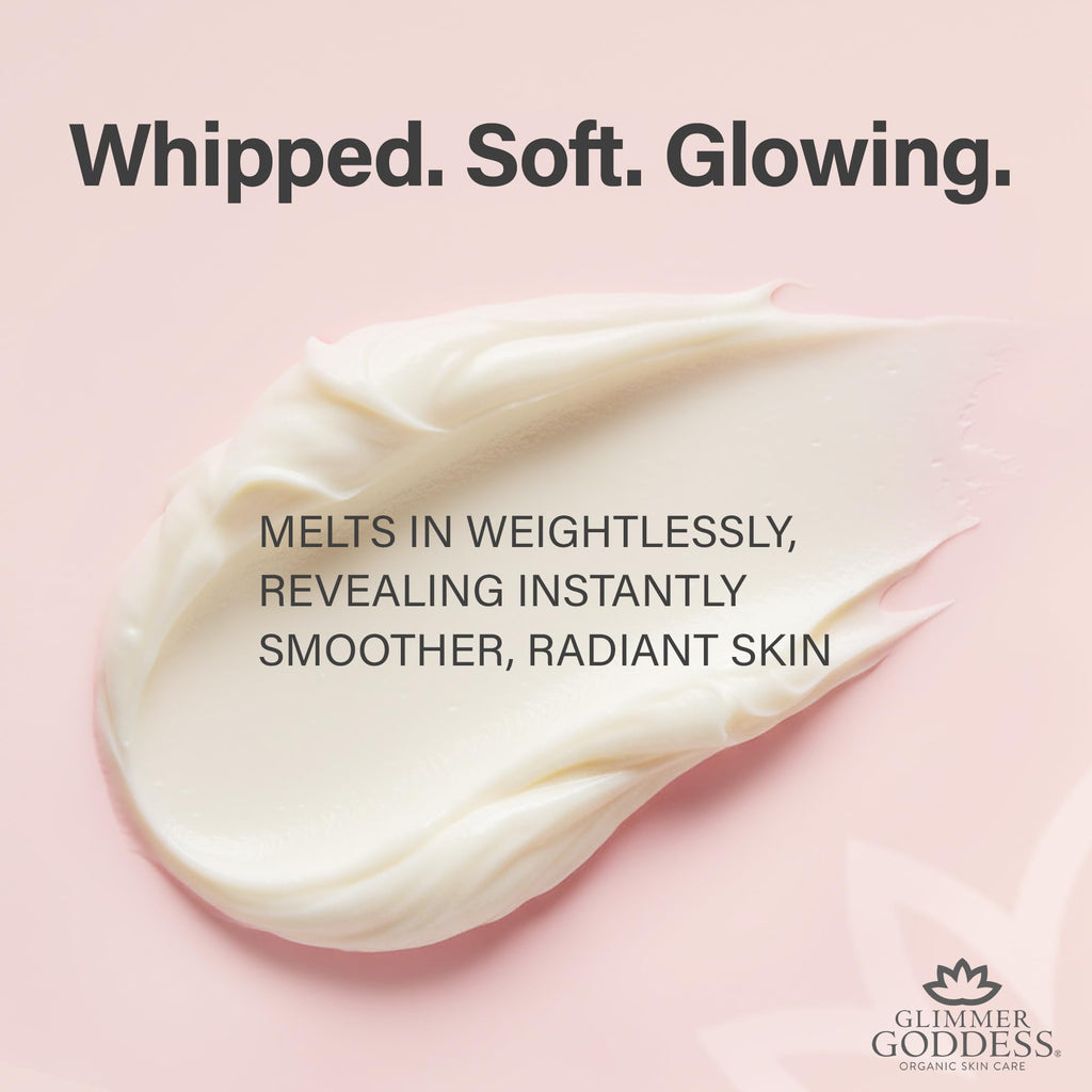 GLIMMER GODDESS Organic Whipped Body Butter for Women - Moisturizer Cream with Shea & Cocoa Butter, Almonds & Coconut Oil - Morrocan Mint, 8oz