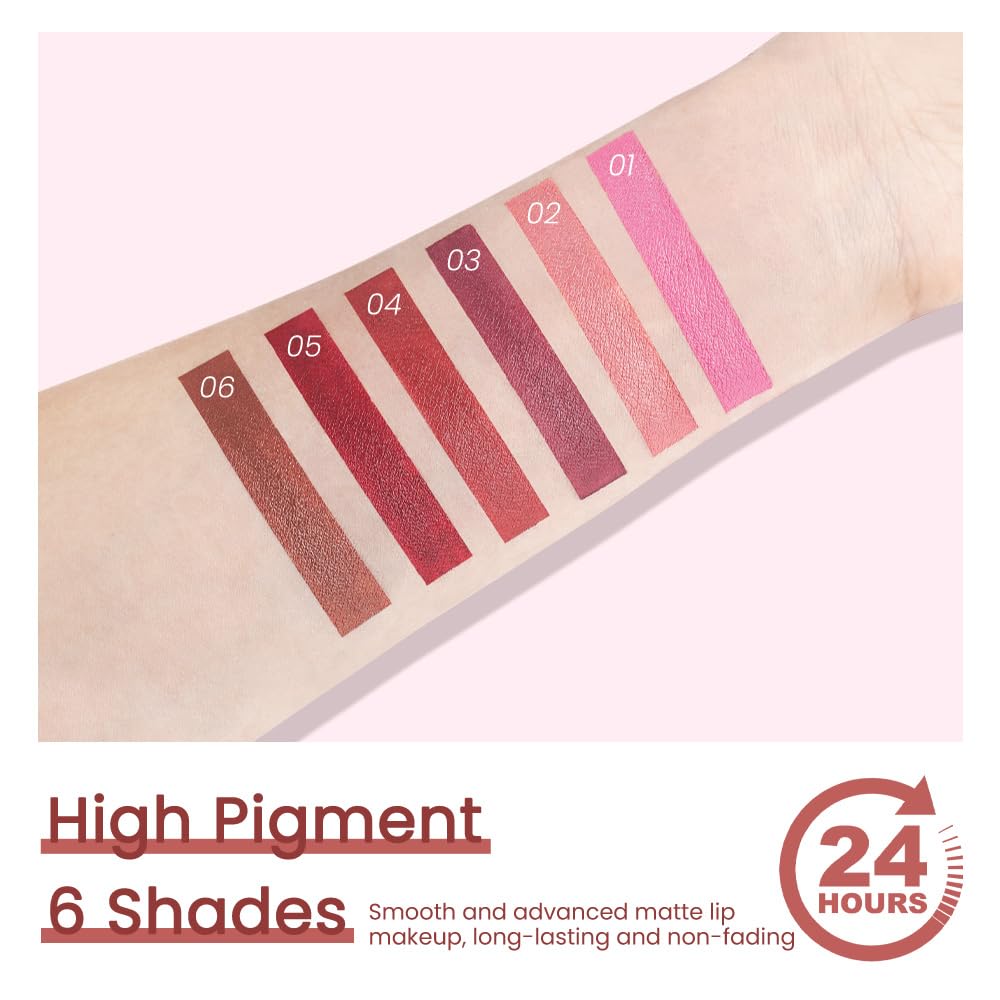 CAKAILA Rose Red Lip Stick,Matte Cream Lipstick Set for Women,Long Lasting Waterproof Smudge Proof Velvet lipsticks Crayon,Lip Makeup Kit Travel Size,Vegan & Cruelty-free (Pack of 1)