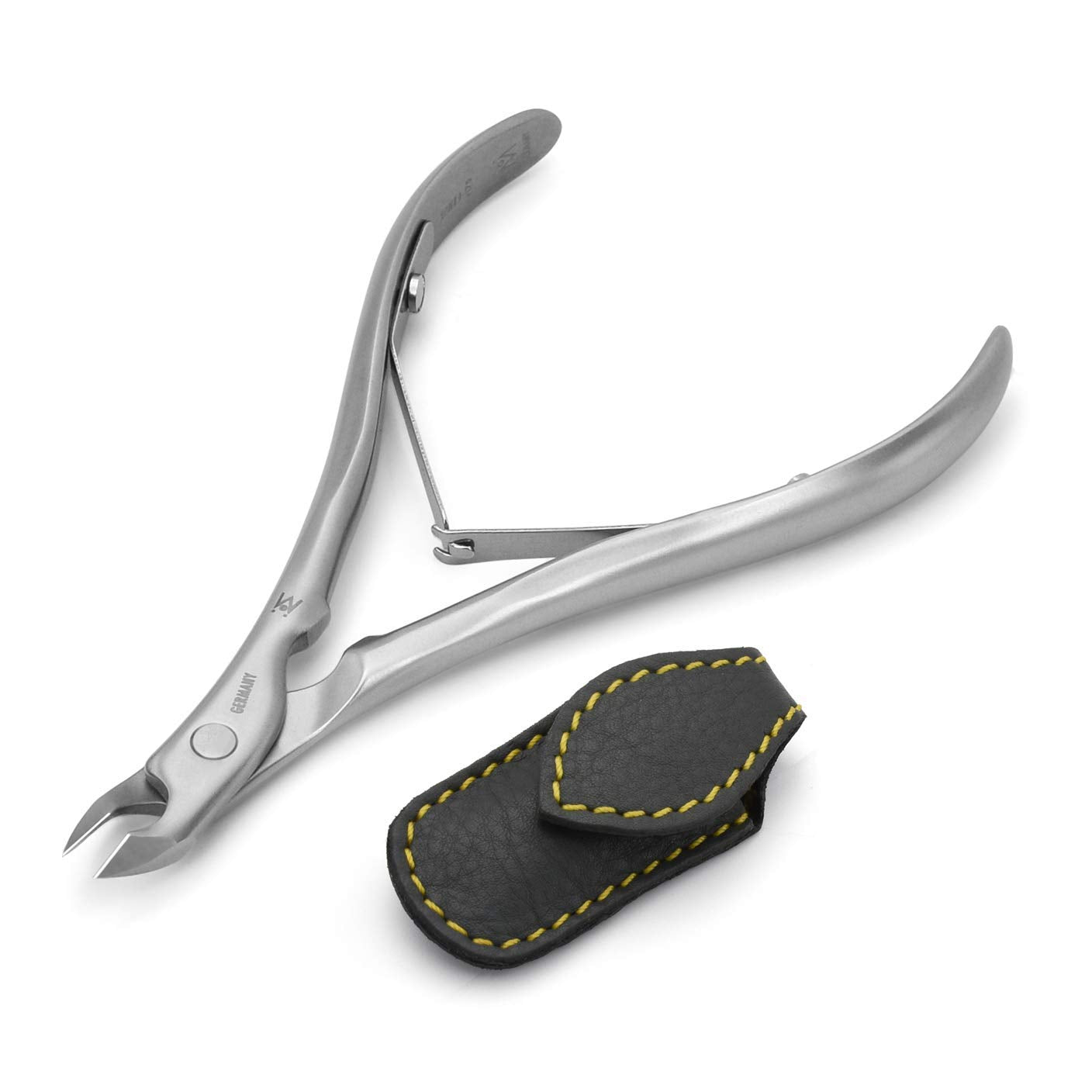 GERMANIKURE Standard Professional Cuticle Trimmer - 1/2 Half Jaw Nipper - Ethically Made in Germany - FINOX Stainless Steel Sharp Cuticle Remover in Leather Case – Manicure Tool, r175, 5mm