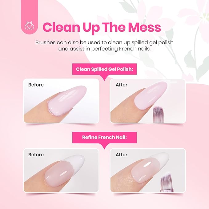 Beetles Gel Polish Nail Art Brushes Set 6 Pcs Nail Brush and 8 ml Pink