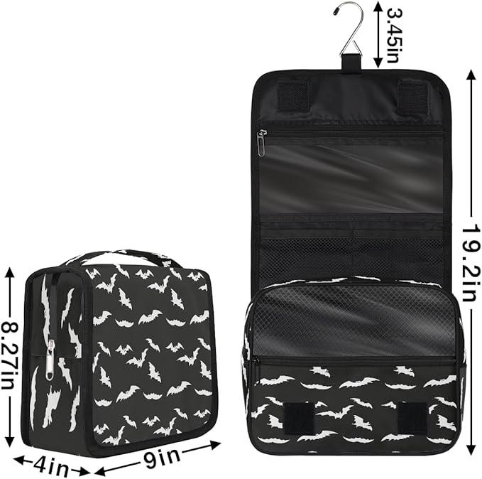 Bat Travel Toiletry Bag Women Men Hanging Cosmetic Organizer Portable