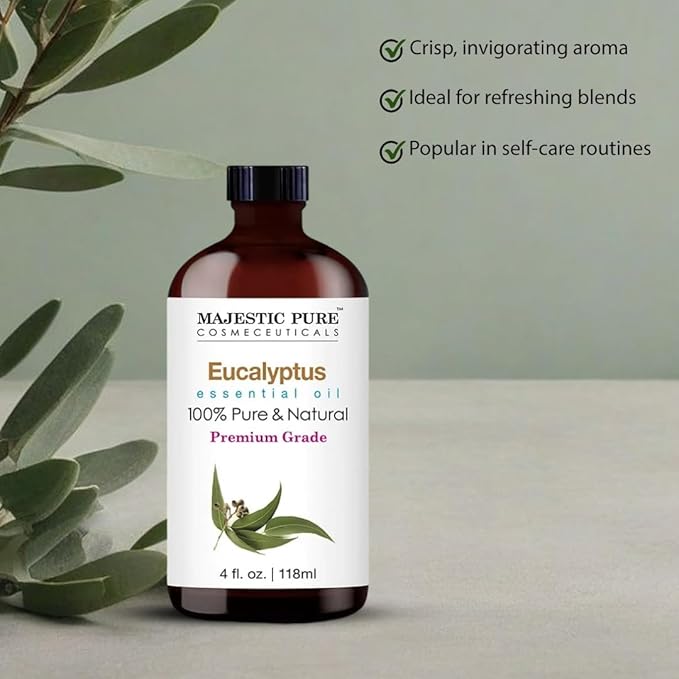 Majestic Pure Eucalyptus Essential Oil for Diffuser - 4 Fl Oz (Pack of 2)