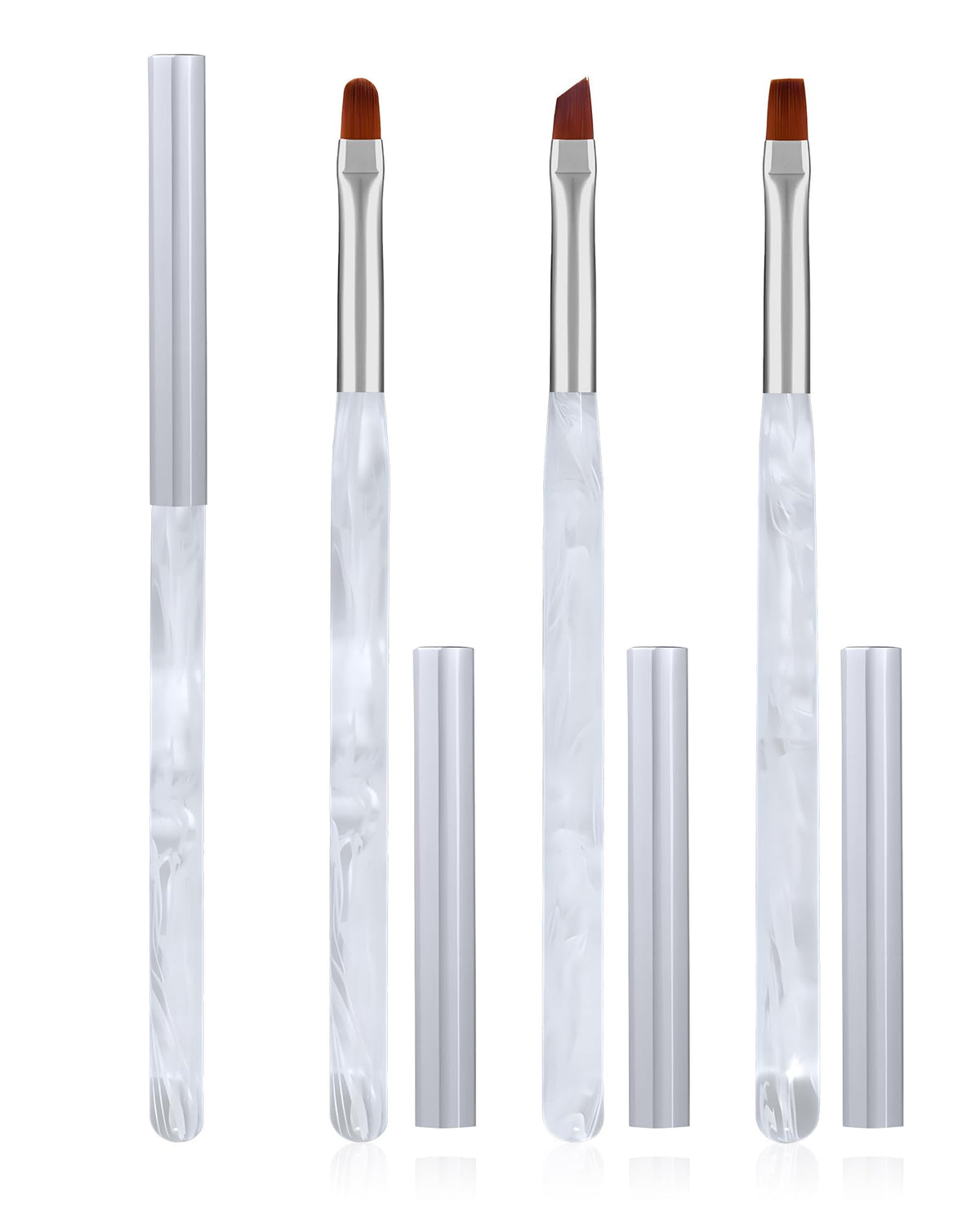AMilHiTon 3PCS Nail Polish Clean Up Brush, Round/Flat/Angled, Gun Color