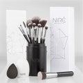 Niré Beauty Foundation & Concealer Makeup Brush Set, 15 Piece, Silver