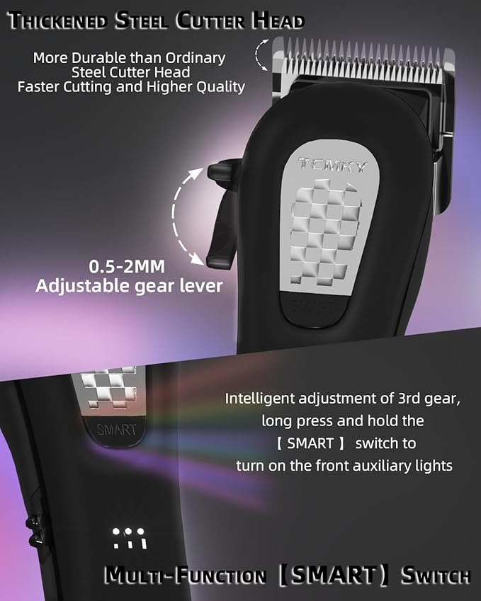 TCMKY Hair Clippers for Men Cordless&Corded Barber Clippers for Hair Cutting & Grooming Professional Hair Trimmer for Men Rechargeable Hair Trimmer Kit for Household(Black)