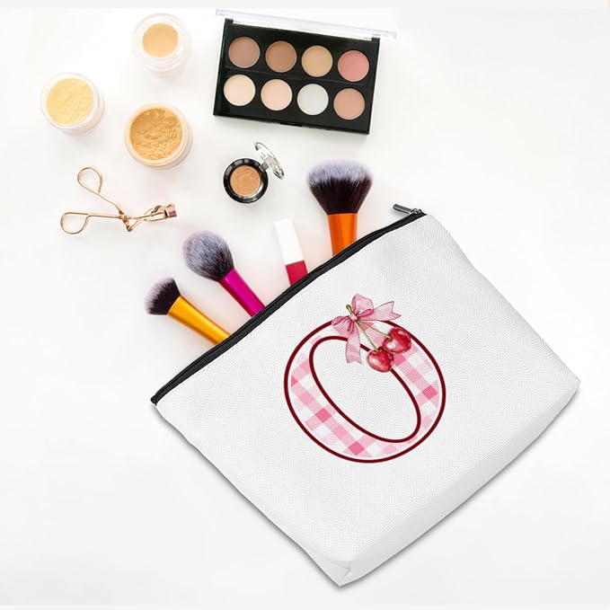 CQM Cherry Bag Initial O Makeup Bag Cherry Gifts for Women Cosmetic Bags