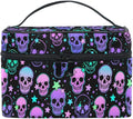 MNSRUU Makeup Bags, Stars Purple Skulls Makeup Organizer Bag Makeup Case Cosmetic Toiletry Bag for Girl Women Ladies