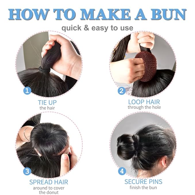 TsMADDTs Donut Hair Bun Maker, Dark Brown Bun Maker for Dance, Invisible