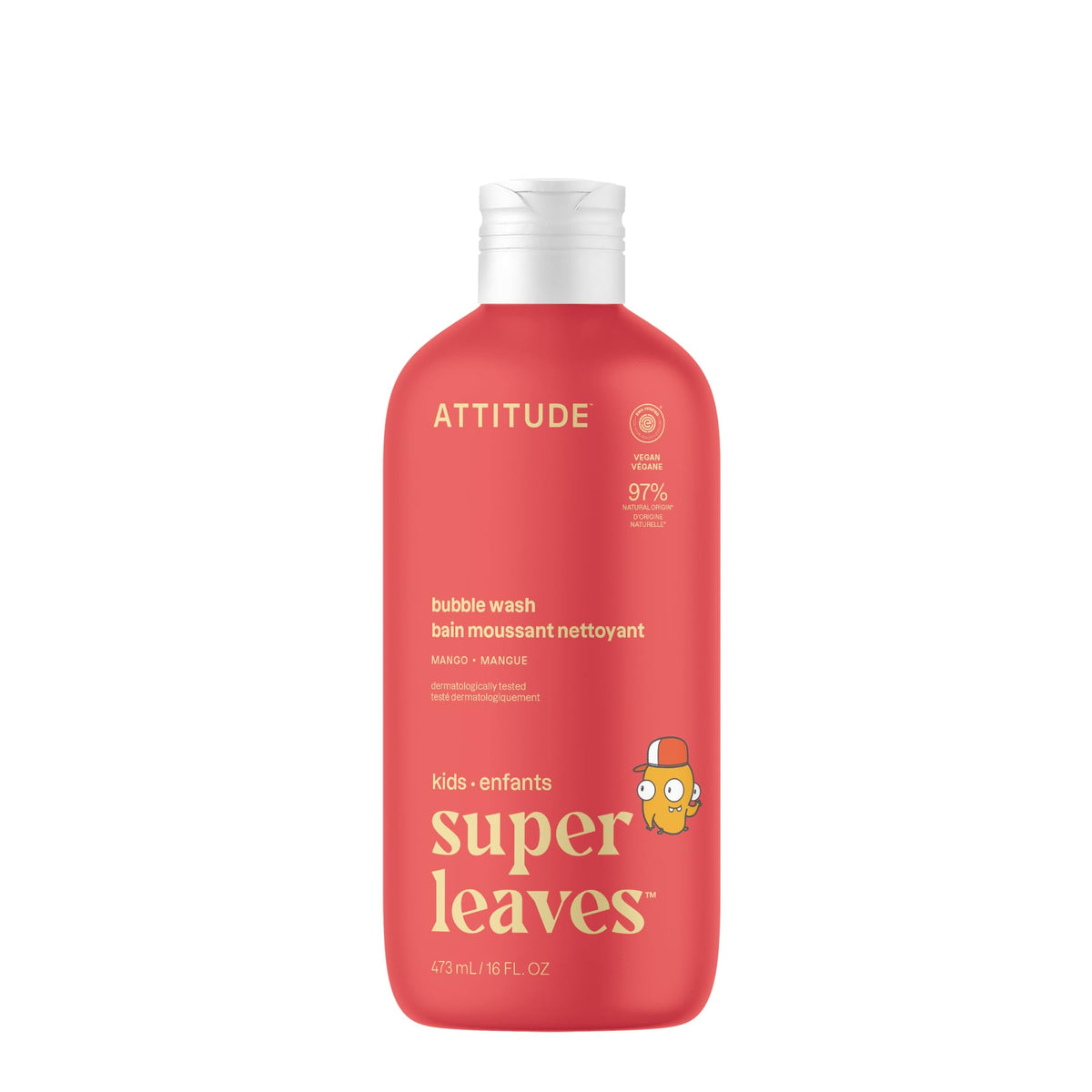 Attitude Kids Bubble Bath & Body Wash, Mango, EWG Verified, Vegan, 16 Fl Oz