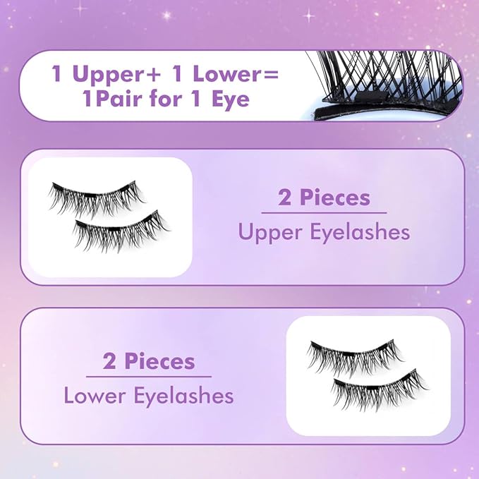 Hunnyfit Magnetic Lashes, Magnetic Eyelashes with Applicator, Magnetic Eyelashes Natural Look,Reusable Magnet Lashes No Glue Needed Soft Lashes Kit(Fuller+Fuller)
