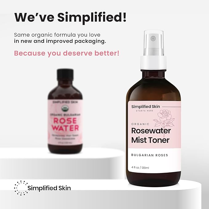 Simplified Skin Rose Water Spray for Face & Hair, Rosewater Mist Toner