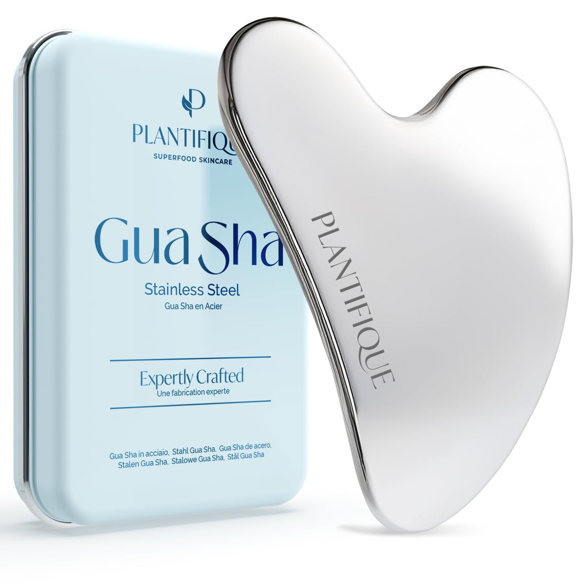 PLANTIFIQUE Rose Quartz Gua Sha Tool – Anti-Aging Face Massager & Jawline Shaper for Skincare Routine – Facial Massage & Skin Care Gift
