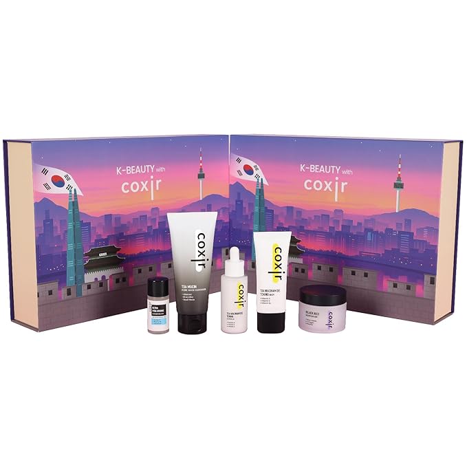 coxir Seoul Glow Korean Skincare Gift Set, 5-Step Routine