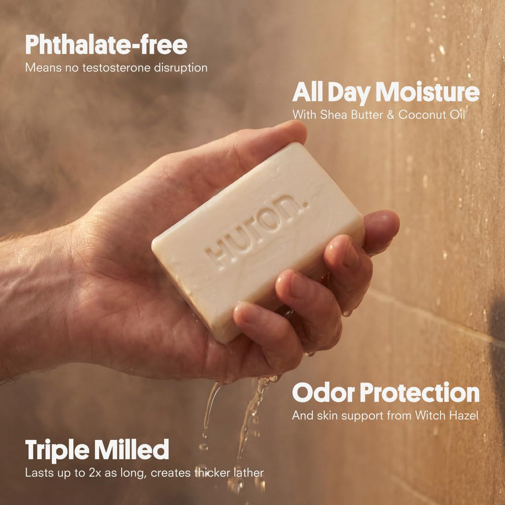 Huron Bar Soap: Citrus + Eucalyptus Scent; Non-Toxic; 3-pack (5 oz bars)