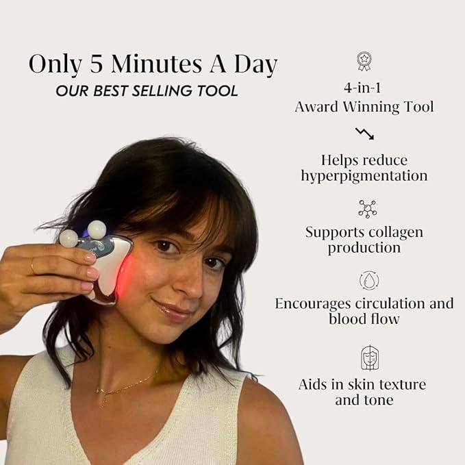 Mount Lai - The Vitality Qi LED Gua Sha Device | LED Light Therapy for Face | Gua Sha Facial Tools for Firming, Lifting, Sculpting, Anti-Aging, Tension-Melting | Face Lift Device Heat Therapy