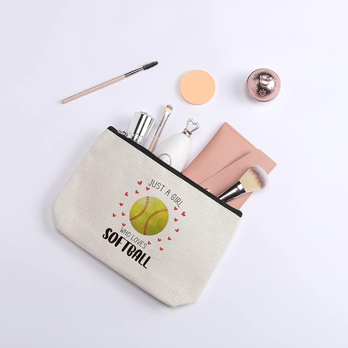 kdxpbpz Softball Gifts Makeup Bag Inspirational Gifts for Women Her Softball Lovers Mom Sister Birthday Gifts for Female Coworker Friend BFF Besties