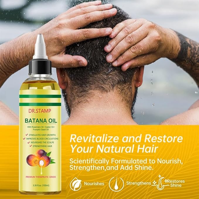 Dr.stamp Batana Oil for Hair Growth & Scalp Care – 4-in-1 Liquid Batana Oil with Rosemary, Castor & Pumpkin Seed Oil – Strengthens, Moisturizes & Revitalizes Dry, Damaged Hair (1 Pack)