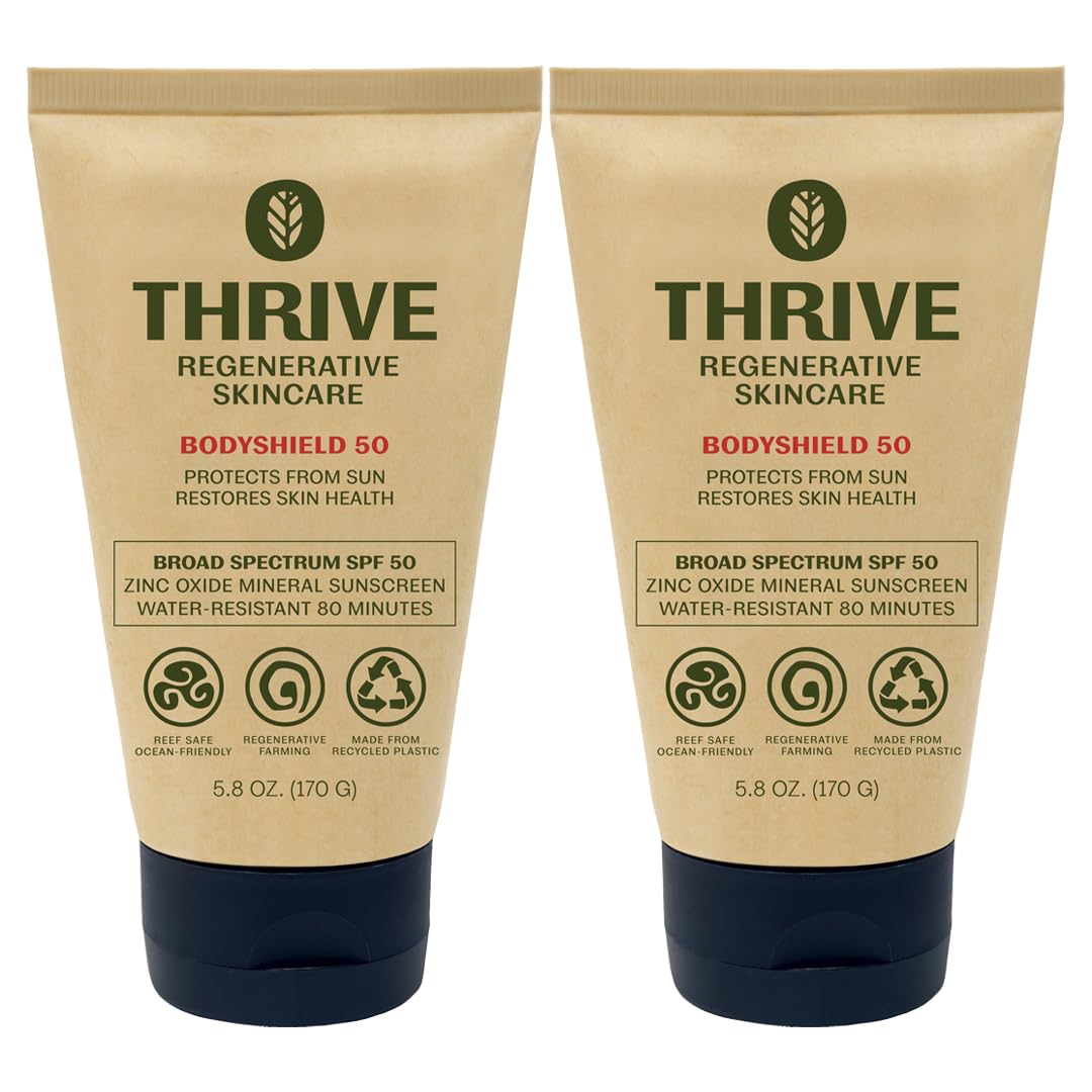 Thrive Natural Care Reef Safe Sunscreen SPF50 - Hawaii 104 Reef Act Compliant - Mineral Sunscreen Non-Nano Zinc Oxide - Vegan, (5.8 Oz (Pack of 2))