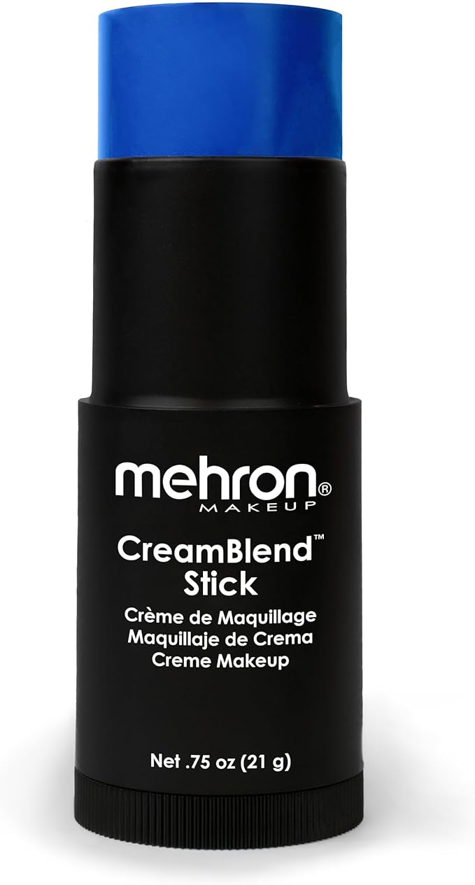 Mehron Makeup CreamBlend Stick | Face Paint, Body Paint, & Foundation Cream Makeup | Perfect for Halloween.75 oz (21 g) (Blue) | Made in the USA