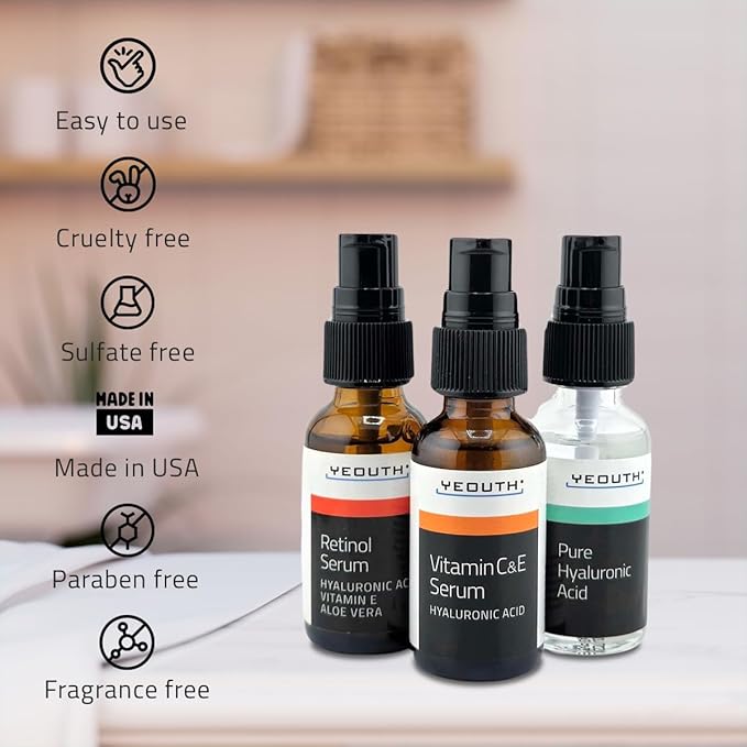 YEOUTH Skincare Set for Appearance of Uneven Skin Tone and Dryness, 3x1oz