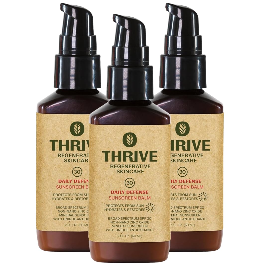 Thrive Natural Care Mineral Face Sunscreen for Sensitive Skin SPF 30, 2 Ounces - Moisturizing Unscented Sunscreen for Face - Broad Spectrum with Clear Zinc Oxide - Vegan