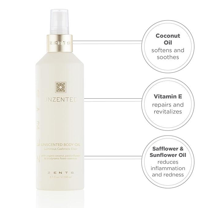 Zents Luminous Cashmere Body Oil (Fragrance-Free) 8 fl oz