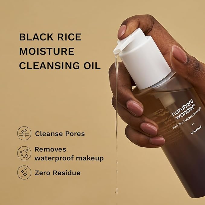 HARUHARU Black Rice Moisture Cleansing Oil, 5.1 fl.oz, Pore Control, Vegan