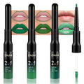 IATMOMOD 3Pcs 2 in 1 Green Matte Shimmer Lip Liner and Liquid Lipstick Stain Makeup Set for women, Long Lasting Smudge Proof Lip Tint Matte Finish Lip Gloss for All-Day Color Hold Easy to Use, Set25