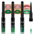 IATMOMOD 3Pcs 2 in 1 Green Matte Shimmer Lip Liner and Liquid Lipstick Stain Makeup Set for women, Long Lasting Smudge Proof Lip Tint Matte Finish Lip Gloss for All-Day Color Hold Easy to Use, Set25