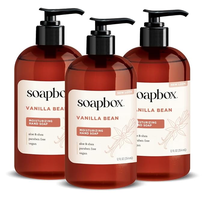 Soapbox Vanilla Bean Liquid Hand Soap - Moisturizing Hand Wash - 3 Pack
