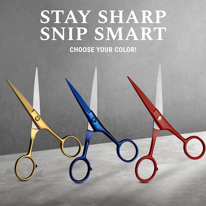 Ontaki 5" Beard & Mustache Scissor with Combs for Men - True Red