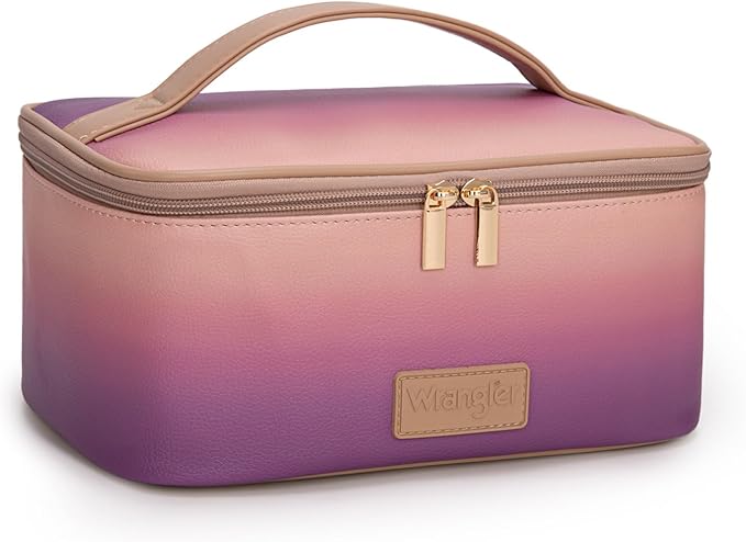 Wrangler Travel Makeup Bag 2pcs Set Cosmetic Bag with Makeup Brush Holder
