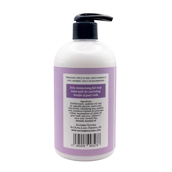 Southern Natural Goat Milk Lotion, Lavender 12 oz, Moisturizing, Dry Skin