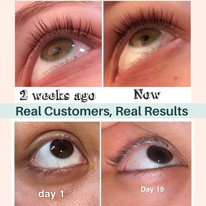 Lash Serum Mascara Tube DOUBLE PACK - Natural Eyelash Serum for Growth, Conditioning &Treatment - Eyelash Growth with Organic Castor Oil to Grow Brows with Eyeliner & Brush