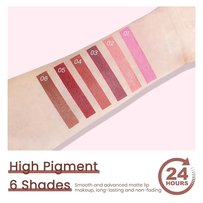 CAKAILA Warm Brown Nude Lip Stick,Matte Cream Lipstick Set for Women,Long Lasting Waterproof Smudge Proof Velvet lipsticks Crayon,Lip Makeup Kit Travel Size,Vegan & Cruelty-free (Pack of 1)