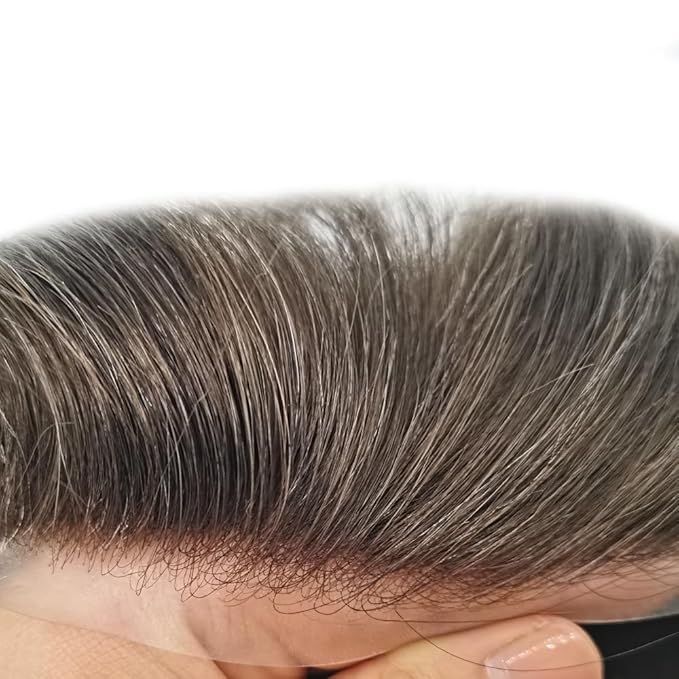 F M FACE MIRACLE NEW YORK Mens Toupee Human Hair Piece French Lace Toupee for Man Hair System Indian Human Hair Replacement Systems V-Looped PU Front Hairpieces 8"X10" 2# DARKEST BROWN