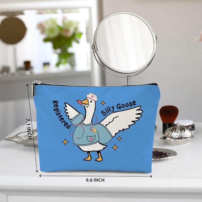 BQXH Nurse Practitioner Gifts Makeup Bag, Funny Goose Cosmetic Bag