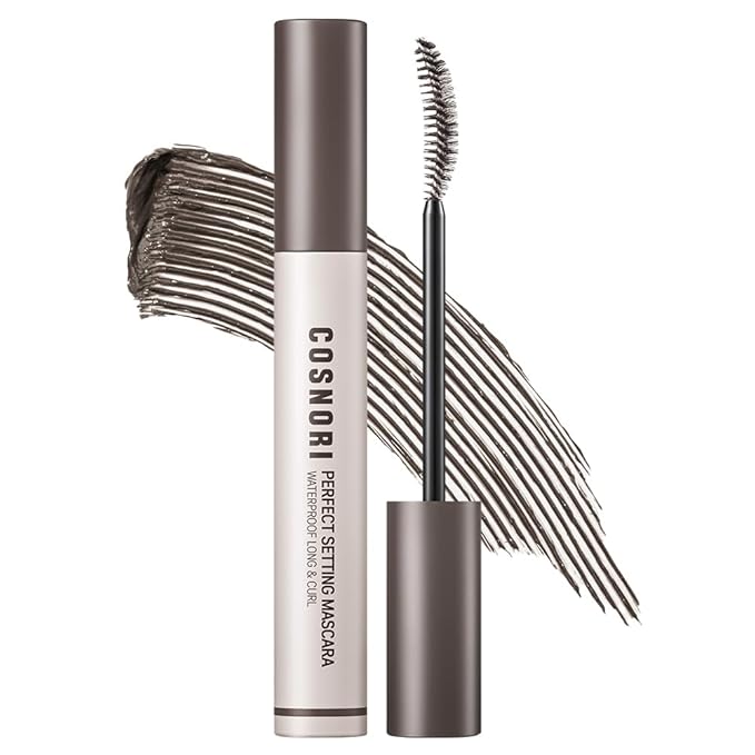 COSNORI Perfect Setting Waterproof Mascara Long&Curl 04 Deep Ash – Natural Defined Lashes with Long-Lasting Curl Hold, Ash Brown Mascara, Smudge-Proof & Clump-Free, 0.23fl oz