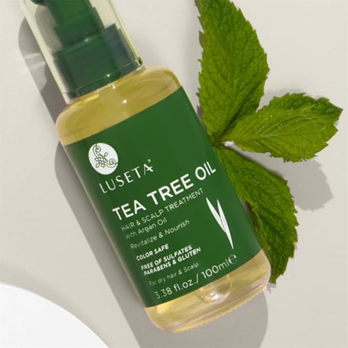 LUSETA Tea Tree Hair Oil Serum for Oily Damaged Hair, 3.38 oz