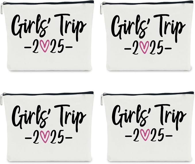 NBIAN 4 PCS Girls Trip Gifts Favors 2026 Girls Weekend Gifts for Women Bestie Gifts Friend Gifts Girls Trip Favors for Sister Niece Friendship Holiday Vacation Makeup Bag Weekend Bags for Women